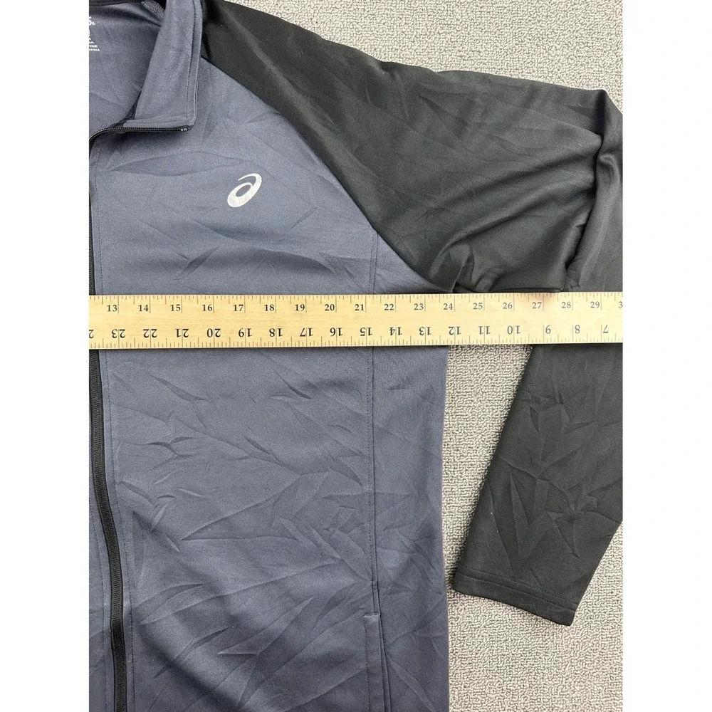 Asics Full Zip Jacket Men XL Gray Black Colorblock Stand Collar Sportswear Light